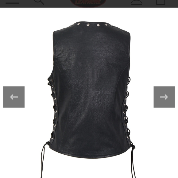 Black Leather Vest with Zipper and Studs​ - Picture 9 of 14